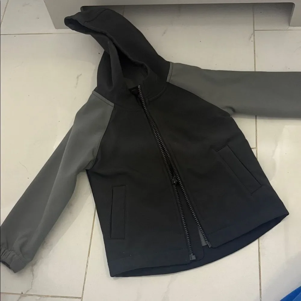 Black and Gray Hooded Jacket Toddler Jacket Zip Up Winter Lined 2T NEVER WORN